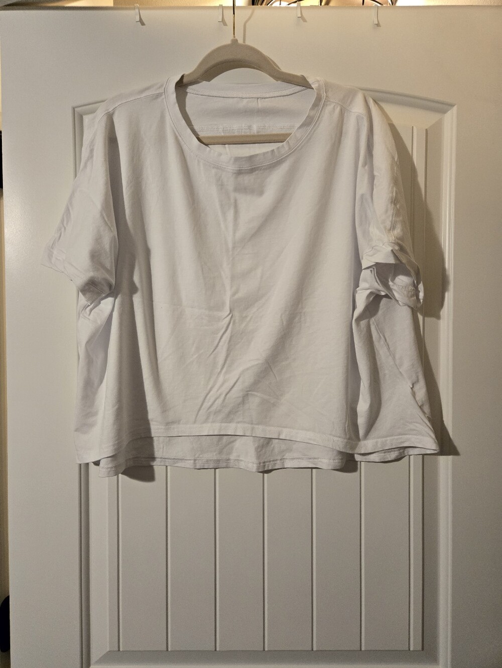 Oversized Cropped Womens White Short Sleeve Tee